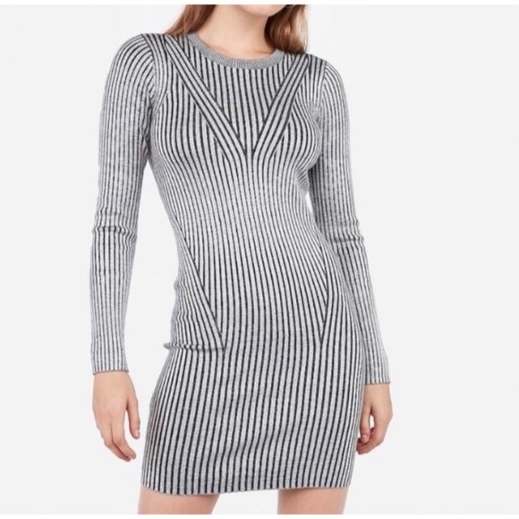 Express Midi Sweater Knit Vertical Stripes Dress NWOT - Picture 2 of 14
